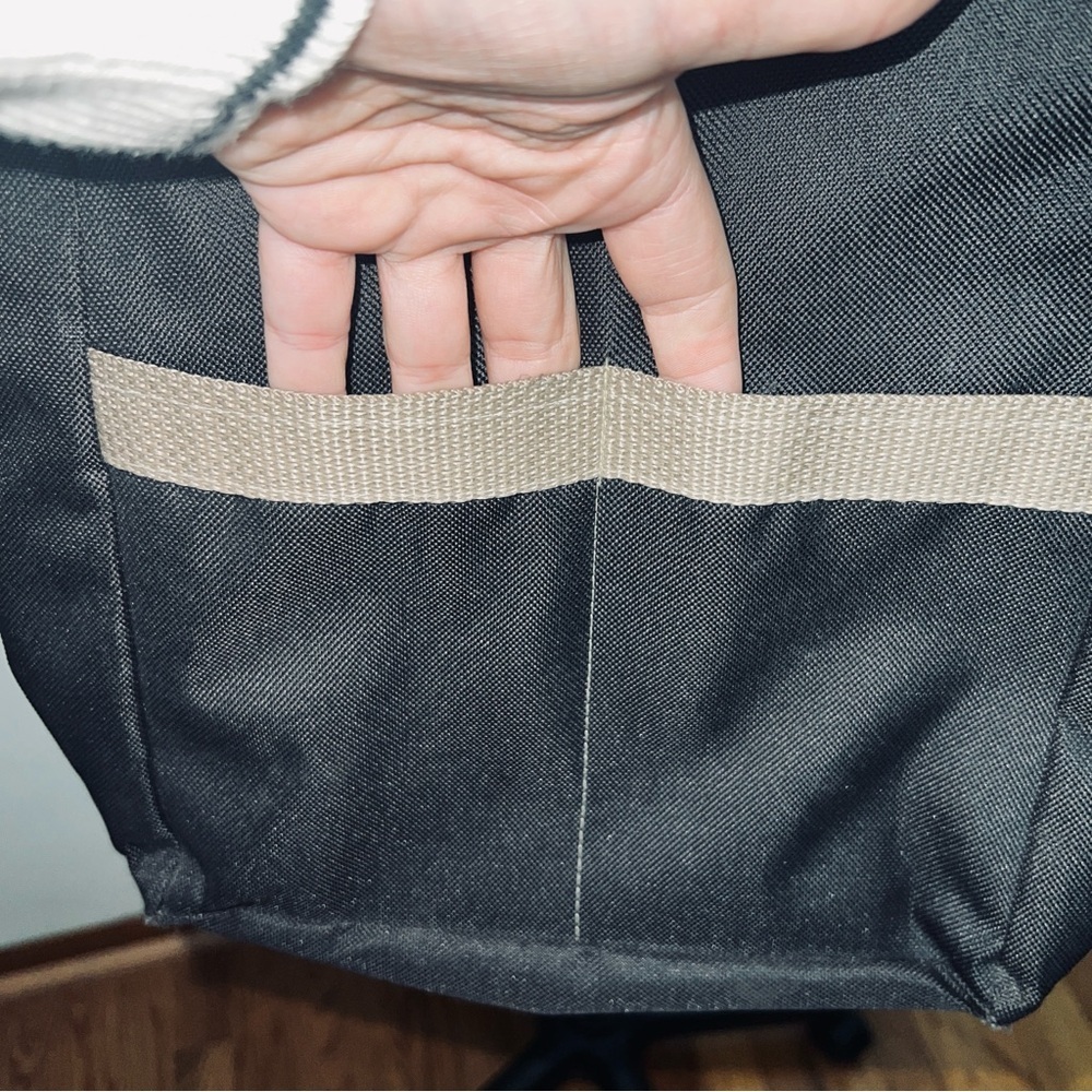 I Bags Handmade in USA Black & Tan Canvas Shoulder Bag Organized Compartments - Picture 4 of 9